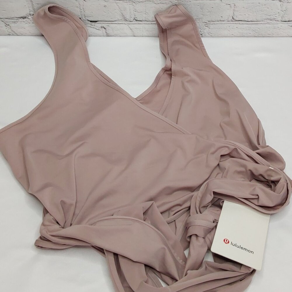 'LULULEMON' WRAP TIES 'TWIST ME UP' CROP TANK FOUR-WAY STRETCH IN DÙSTY ROSÀY - Picture 11 of 15